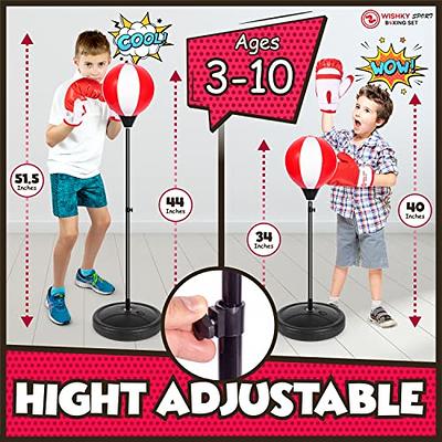 Punching Bag for Kids Incl Upgraded Boxing Gloves & Kicking Bag -  Adjustable Kids Punching Bag for 3-10 Years - Kids Boxing Bag with Stand -  Toddler