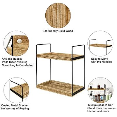 wooden 2 tier bathroom countertop organizer