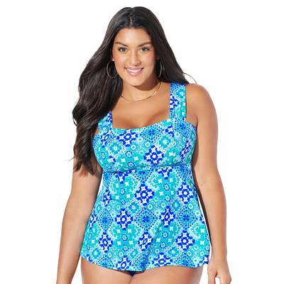 Plus Size Women's Tie-Back Tankini Top by Swimsuits For All in Cool  Kaleidoscope (Size 16) - Yahoo Shopping