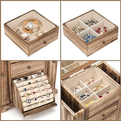 Jewelry Box Organizer, Large Jewelry Boxes for Women, Great Storage Earring  Organizer Display for Necklace Earring Ring Bracelet, Rustic Wood Jewelry