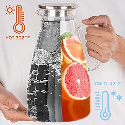 Glass Water Pot Heat Resistant Water Pitcher Jug Lemonade Explosion-proof  Heatable Carafe with Stainless Steel