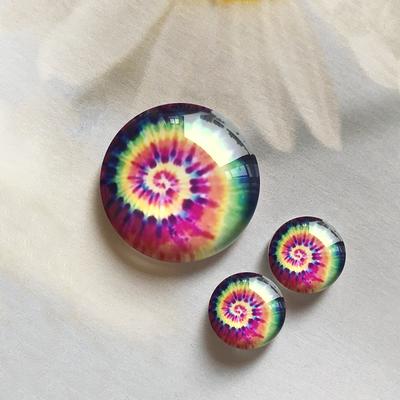 Cabochon, dichroic glass, purple and multicolored, 12mm and 30mm