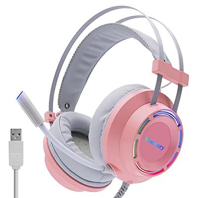 Pacrate Gaming Headset with Microphone for PC Switch PS4 PS5 Headset Xbox  One Headset Noise Cancelling Over Ear Headphones with Mic & LED Lights Deep