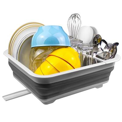 THANSTAR Collapsible Dish Drainer Portable Dinnerware Drainer Organizer for  Kitchen RV Campers Travel Trailer Space Saving Kitchen Storage Tray