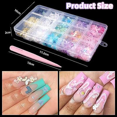 SILPECWEE Light Change Flower Nail Charms 3d Nail Flower Gold and