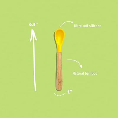 Avanchy Infant Baby Spoons Bamboo and Silicone Set, Self Feeding