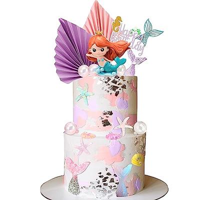 25 Pcs Mermaid Under The Sea Cake Toppers set with Little Resin 3D