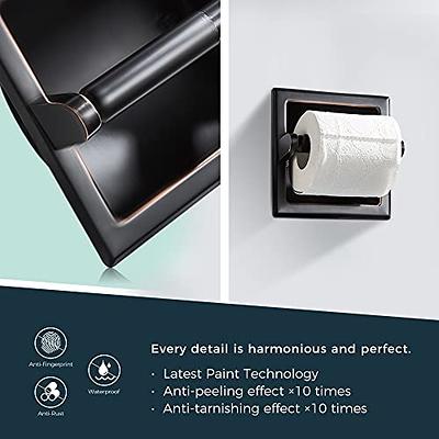 FORIOUS Matte Black Recessed Spring-Loaded Toilet Paper Holder | LL0204B