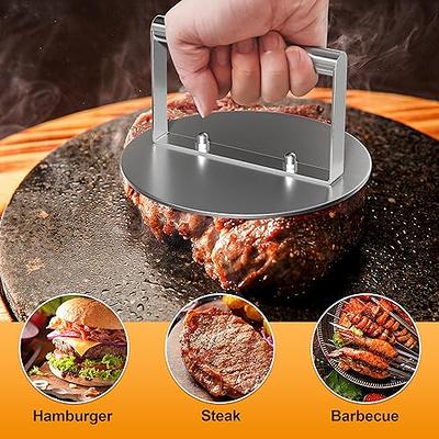 Burger Press Stainless Steel Burger Smasher Tool Smooth Non-Stick Grilling  Meat