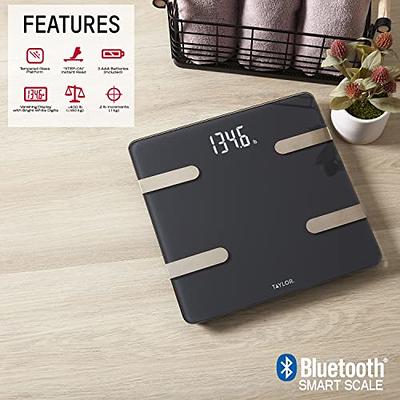 Taylor Bluetooth Smart Body Composition Scale for Body Weight, Body Fat,  Water, Muscle and Bone Mass, Weight Tracking, and BMI with Smartphone App,  400 lbs - Charcoal (5297054) - Yahoo Shopping