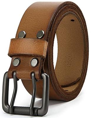 Full Grain Leather Belts for Men, YOETEY Genuine Leather Belts Heavy Duty 1  1/2