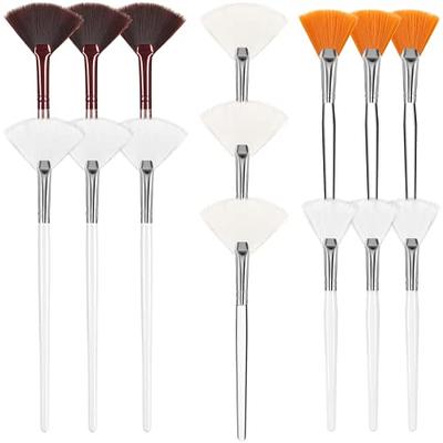  6 Pieces Fan Mask Brushes Soft Fan Facial Mask Applicator Tools Brush  Makeup Brushes Cosmetic Tools with Handle for Peel Mask Makeup Women Girls ( White Hair) : Beauty & Personal Care