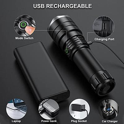 Super Bright LED Flashlight 300000 High Lumens, Rechargeable Handheld  Flashlights Powered by Battery, Powerful Waterproof Tactical Flashlights  with