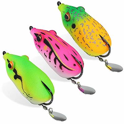 TRUSCEND Topwater Bass Fishing Frog Lures with Weedless BKK Hooks