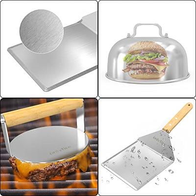 HULISEN Stainless Steel Burger Press, Heavy Weight Smashed Burger Press,  Grill Press with Heat Resistant Wood Handle, 6 Inch Burger Smasher, BBQ  Griddle Accessories for Bacon Hamburger Steak Meat