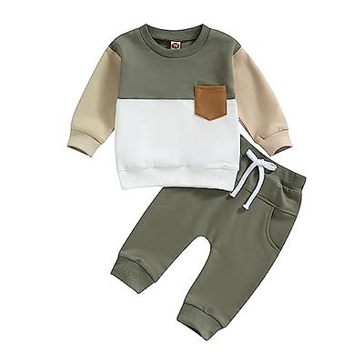 FYBITBO Toddler Baby Boy Fall Winter Clothes Color Block Long Sleeve Shirt  Top and Pants Sweat Suit Outfit Clothing Set (B Army Green-Sweatsuit Set,  2-3T) - Yahoo Shopping
