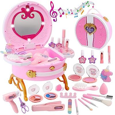 Juboury Play Purse for Little Girls, Pretend Play Accessories with Wallet,  Toy Phone, Credit Card, Keys, Princess Pretend Makeup Girl Toys for 3 4 5 6
