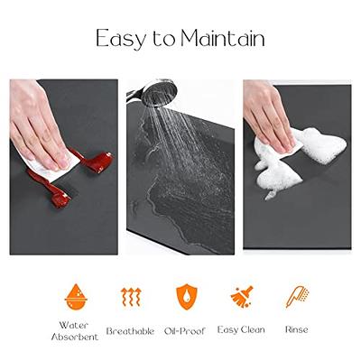 AMOAMI-Dish Drying Mats for Kitchen Counter Heat Resistant Mat Kitchen Gadgets Kitchen Accessories (12 x 16, Black)