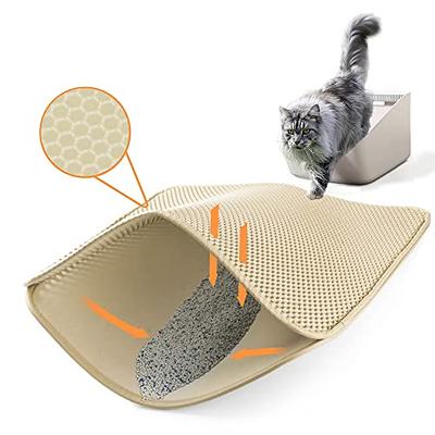 Kaxionage Cat Litter Mat, Litter Box Mat,Honeycomb Double Layer Trapping Litter Mat Design,Waterproof Urine Proof Kitty Litter Mat,Easy Clean Scatter