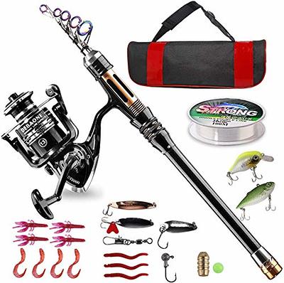 Telescopic Fishing Rod and Reel Combos Full Kit, Lixada Carbon Fiber  Fishing Pole Lures Set Portable Travel Kit with Carrier Bag for Sea  Saltwater