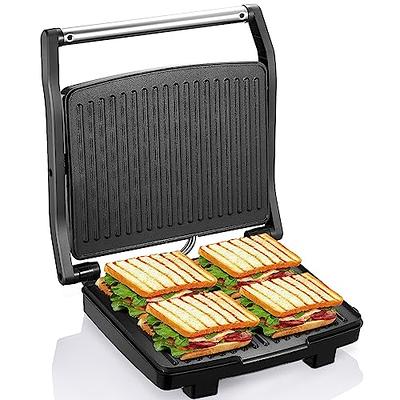 Ovente Electric Panini Grill Non Stick 3 Heat Settings 1500W Silver GP1861BR