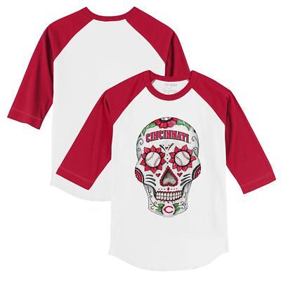 Youth Tiny Turnip White/Red Cincinnati Reds Sugar Skull 3/4-Sleeve