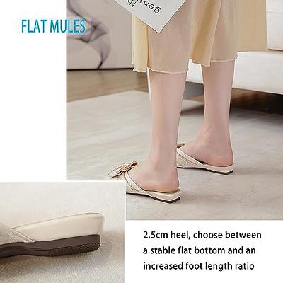  Mules for Women Flats Comfortable Slip On Pointed Toe Women's  Flats Backless Loafers Casual Flat Shoes Women's Flat Mules Buckle Pointed  Toe Backless Slip on Slides Loafer Shoes : Clothing, Shoes