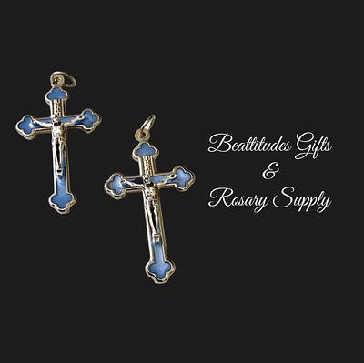 Lot Of 2 Jesus Blue Enamel Crucifix Small Rosary Best Quality