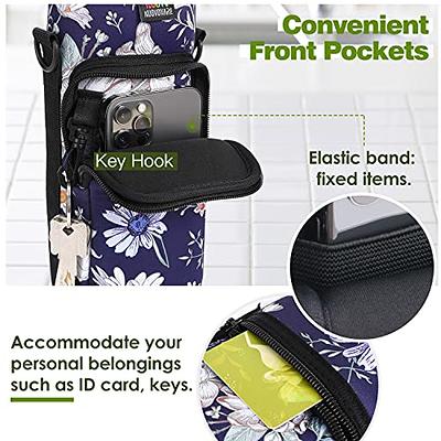 Nuovoware Water Bottle Carrier Bag, School Supplies Bottle Pouch Holder,  Adjustable Shoulder Hand Strap 2 Pocket Sling Neoprene Sleeve Sports Water