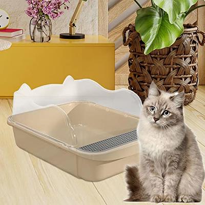 Semi Enclosed Cat Toilet Portable Container Sand Box Open Top Pet Kitten  Litter Pan for Rabbits Dog Small Large Cats Blue