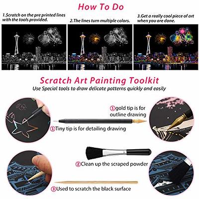MIASTAR Scratch Art for Kids & Adults, Rainbow Painting Night View