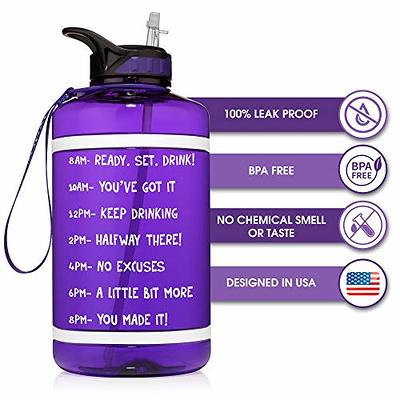 HydroMATE Half Gallon 64 oz Motivational Water Bottle with Time Marker Large BPA