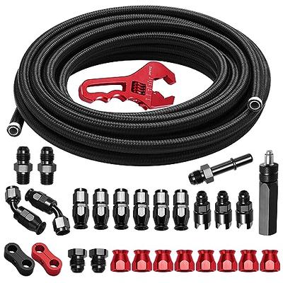  25FT 6AN Fuel Line Kit: 3/8 Fuel Hose NBR Fuel Line Hose Fits  for LS EFI System with 14 pcs AN6 Swivel Fitting Adapter Kit : Automotive