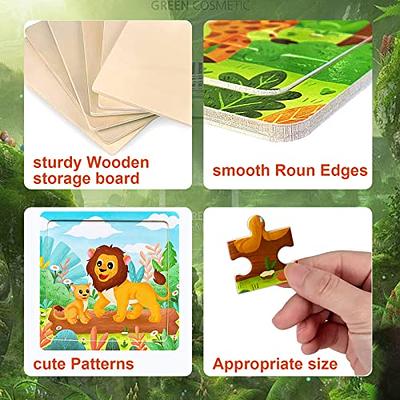 SAOTAENG Puzzles for Kids Ages 3-5, 12 Pack Easy Wooden Jigsaw