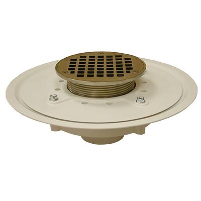 Westbrass D206P-05 2 No-Caulk PVC Compression Shower Drain with 4-1/4  Round Grid Cover, Polished Nickel 