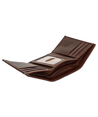 Men's Smooth Leather Trifold Wallet in Brown