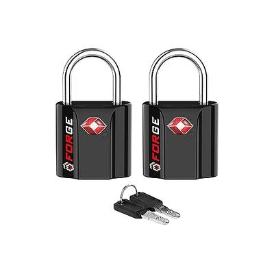 4 Pack TSA Approved Travel Luggage Locks with Keys, Solid Brass Copper Keyed Padlock, ABS Plastic Covered Small Locks for Suitcase, Backpack, Gym