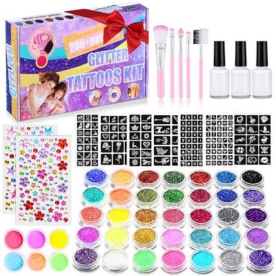 Shiny Glitter Tattoo Kit For Adults 12 Sheets, 2 Glue Nail Art Brush Set,  Temporary Face Stickers From Shu07, $25.3 | DHgate.Com