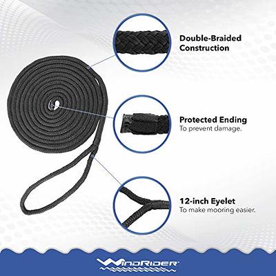 Dock Lines for Boats - 4 Pack of 3/8 x 15 Ft Double Braided Nylon