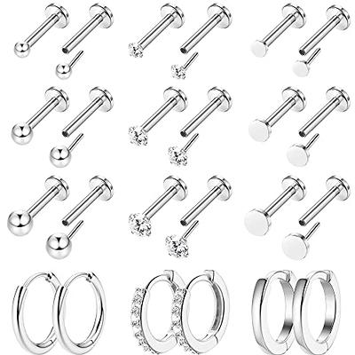 Amazon.com: LOYALLOOK 12Pairs Cartilage Earrings Tiny Stud Earring for  Women Gold Plated Stainless Steel Earrings set Sets for Multiple Piercing  Small Hoop Huggie Earrings CZ Ball Flat Back Earrings, Black : Clothing,