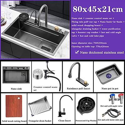 Pehohe Kitchen Sinks Waterfall Kitchen Sink Set 304 Stainless Steel Nano  Sink Home Sink Vegetable Basin with Pull-Out Faucet,Add Pressurized Sink  Glass Rinser - Yahoo Shopping