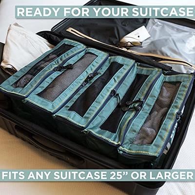 Pack Gear Hanging Suitcase Organizer, Travel Essential Foldable Packing  Cubes, Pack Large or Carry On Luggage, Shelf Organizer for Closet (Solid