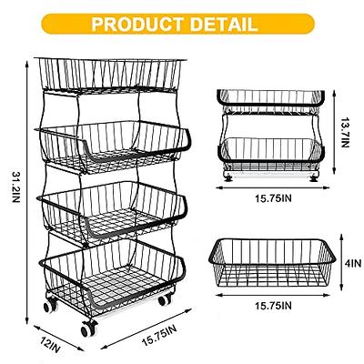 Fruit Vegetable Storage Basket With Wheels Kitchen Storage Rack 6-Tier  Fruit Vegetable Stackable Floor-Standing Movable Organizer Household  Storage