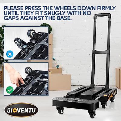 Oyoest Aluminium Hand Truck Dolly Heavy Duty 440lbs Capacity 2 in 1  Convertible Folding Hand Truck with Pneumatic Wheels and Telescoping