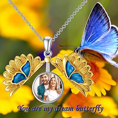 Dorunmo Butterfly Locket Necklace That Holds Pictures Sterling