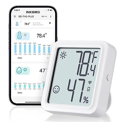 WiFi Temperature Humidity Monitor: Upgraded Smart Temperature and Humidity  Sensor with Large Backlit LCD Screen & App Alerts, Indoor Thermometer