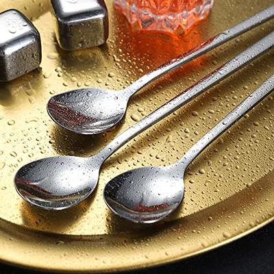 Metal Stir Sticks Stainless Dessert Spoons Tablespoon Scoop Ice Cream Spoon  Metal Spoon Coffee Stirrers Handle Mixing Spoons Iced Tea Stirrers Drink