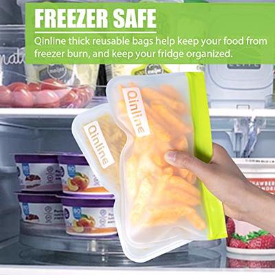 Qinline Reusable Food Storage Bags - 10 Pack BPA FREE Freezer Bags(2 Gallon  Bags + 4 Sandwich Bags + 4 Food Grade Snack Bags) EXTRA THICK Leakproof