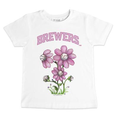 Tiny Turnip Milwaukee Brewers Women's White Diamond Cross Bats T-Shirt