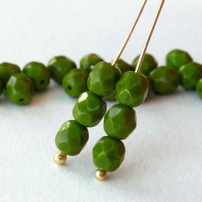 Czech 6mm Glass Firepolished Round Beads Rusty Olive Green